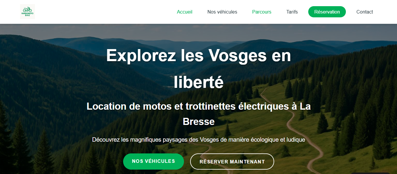 sîte société - Rando Moto - projet personnel
